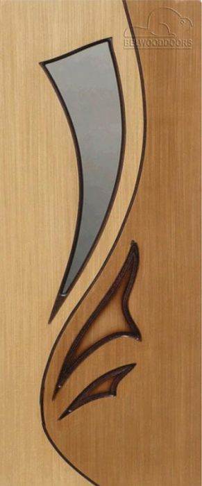 Durvis ar karbu "LILIJA" stiklotas, ozola/rieksta finierejums, 800x2000 mm